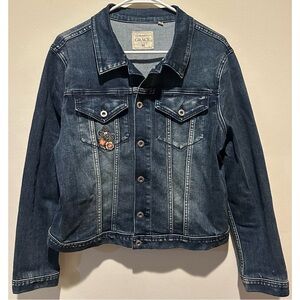 Grace In LA Women’s Horseshoe Embroidered Denim Jacket Size M